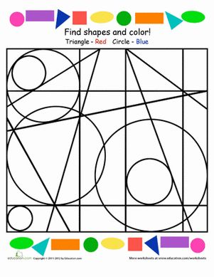 Whoa this sheet is shape-shifting! Help your student familiarize with the different shapes by coloring in the triangles and circles. Elements Of Art Shape Worksheet, Element Of Art Shape Projects, Elements Of Art Shape Projects, Shape Art Activities, Kindergarten Shape Art, Art Worksheets For Kindergarten, Shape And Form Art, Shape Lessons, Kindergarten Shapes