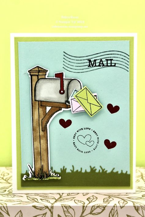 Mailbox Card, Card Mailbox, Valentine Stamps, Valentine Mailbox, Miss You Cards, Sending Love, The Mailbox, Heart Stamp, Unique Greeting Cards