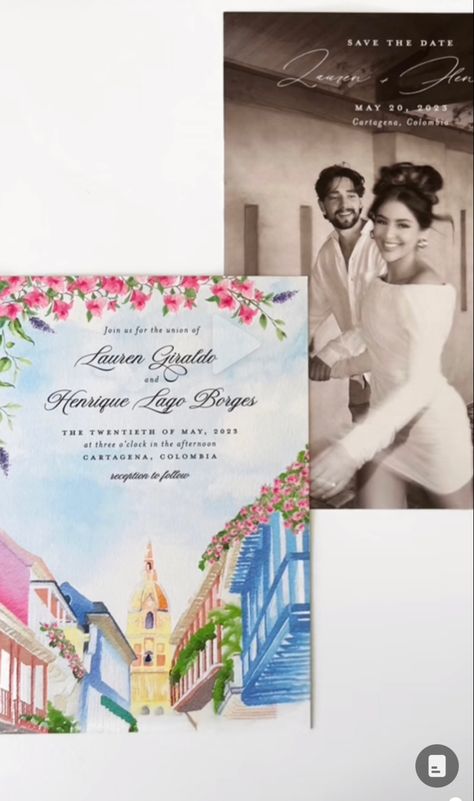 Colombia Wedding Invitation, Cartagena Wedding Invitations, Peru Wedding, Colombian Wedding, Hispanic Wedding, Cartagena Wedding, Colombia Map, Wedding Vision, Wedding Invites