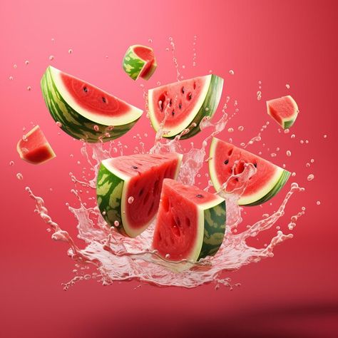 Beautiful splash water with watermelon Check more at https://freepik.com/premium-ai-image/beautiful-splash-water-with-watermelon_100058162.htm/ Watermelon Graphic, Watermelon Splash, Hyper Market, Watermelon Day, Fruit Splash, Photoshop Tutorial Photo Editing, Studio Foto, Social Media Poster, Art Calligraphy