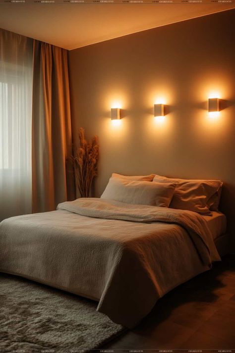 11 Best Wall Lighting Ideas for Small Bedrooms - Adore Charlotte Light For Bedroom Wall, Side Wall Lights Bedroom, Over Bed Lighting Ideas, Lights Behind Bed, Small Bedroom Lighting Ideas, Small Bedroom Lighting, Bedroom Light Ceiling, Cozy Small Bedroom, Wall Lighting Ideas