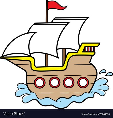 Ship Cartoon Images, Ship Drawing For Kids, Cruise Ship Cartoon, Cartoon Sailboat, Cartoon Boat, Ship Clipart, Ship Vector, Cartoon Ships, Doodle Frames