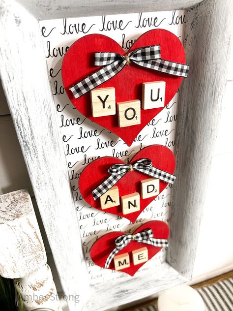 DIY You and Me Valentine's Day Sign - A Creative Haven Project Valentine’s Crafts To Sell, February Diy Decor, Diy Valentines Wall Decorations, Popsicle Valentine Craft, Handmade Valentine Decorations, Valentines Crafts To Make And Sell, Ideas To Sell At Craft Fairs, Senior Valentine Crafts, Dt Valentines Crafts