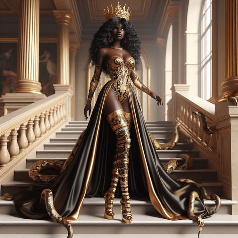 Profile Unique, Romantic Wedding Dress, African Goddess, Goddess Aesthetic, Black Royalty, Black Woman Artwork, Beautiful Photoshoot Ideas, Black Goddess, Fantasy Gowns