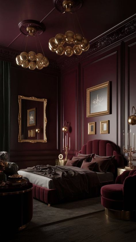 Discover how to transform your bedroom with dark romantic ideas that exude elegance and sophistication, perfect for creating an intimate space. Dark Bedroom Ideas Cozy, Bedroom Ideas Cozy Romantic, Dark Romantic Bedroom, Dreamy Interior, Cozy Romantic, Luxury Bedrooms, Bedroom Dark, Masculine Bedroom, Feminine Bedroom