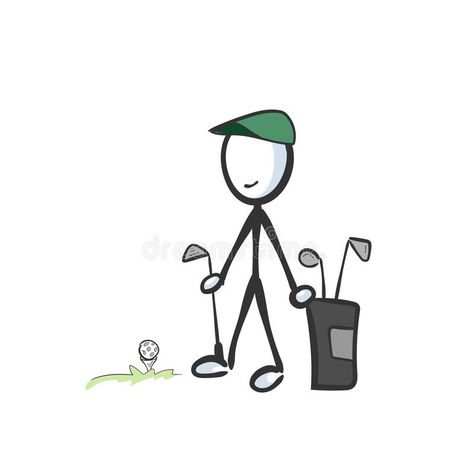 Golf Drawing Easy, Golf Doodles, Golf Drawing, Golf Field, Illustration Of People, Stick People, Cartoon Doodle, Stick Figure Drawing, Jar Ideas