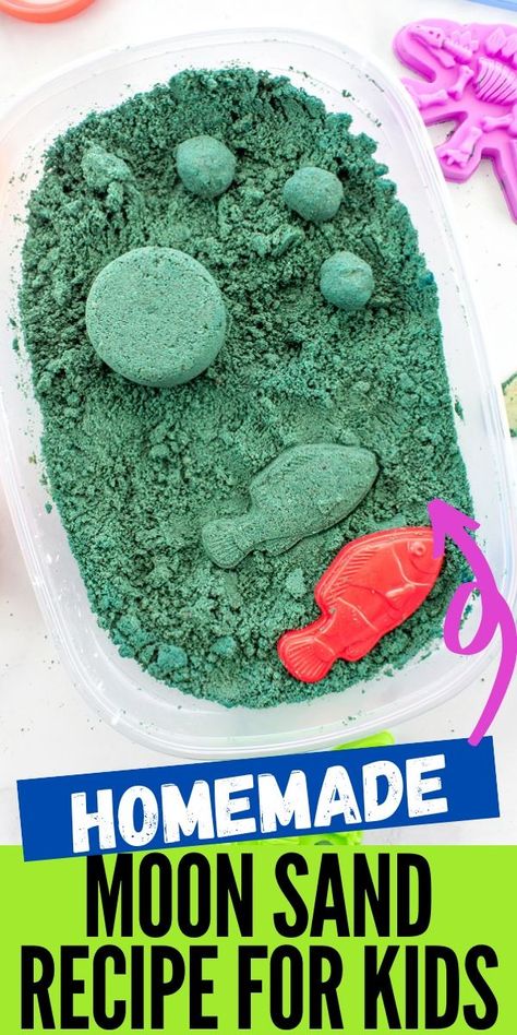 Easy Homemade DIY Moon Sand Recipe • Kids Activities Blog Moon Sand Recipe, Sand For Kids, Homemade Moon Sand, Sand Recipe, Diy Moon Sand, Sands Recipe, Diy Moon, Moon Sand, 1st Grade Classroom