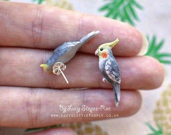 Clay Bird, Polymer Clay Animals, Clay Animals, Bird Pendant, Bird Earrings, Pendant With Chain, Tiny Hand, Clay Charms, Polymer Clay Art