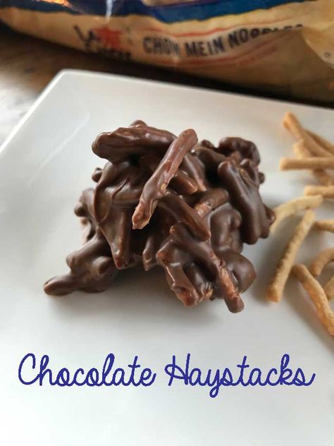 Chow Mein Candy Haystack Cookies, Chocolate Haystacks Recipe Chow Mein, Chow Mein Butterscotch Haystack Cookies, Butterscotch Nests Chow Mein, Easter Egg Peanut Butter Haystacks, Hay Stacks, Chocolate Haystacks, Haystack Cookies, Haystacks Recipe