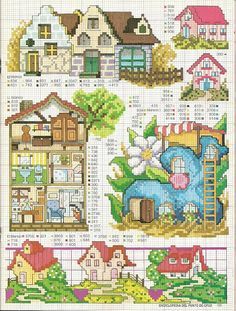 Cross Stitch House, Cross Stitch Boards, Cross Stitch Landscape, Stitch Pictures, Pola Kristik, Cross Stitch Needles, Hand Embroidery Projects, Mini Cross Stitch, Crochet Cross