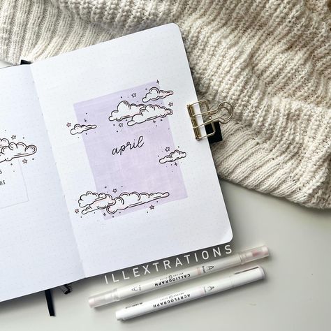 All Posts • Instagram April Cover Page, Archer And Olive, Purple Skies, Cloud Theme, Journal And Planner, Bullet Journal Cover Page, Journal 3, Bullet Journal Themes, Journal Themes