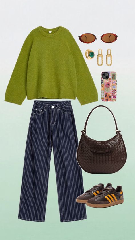 Scandi Fashion, Mode Inspiration, Green Sweater, New Wardrobe, Spring Summer Outfits, Striped Pants, Your Aesthetic, Connect With People, Creative Energy