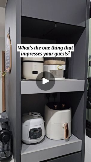 80K views · 1.6K reactions | If you are planning to have a tall unit in the kitchen, I highly recommend asking for these pull-out platforms!! Other than allowing easy access to your appliances, they also prevent heat from being trapped in the compartments (prolonged heat exposure can lead to peeling of laminates).

It would be best to decide what appliances you plan to house here beforehand, then get your ID or contractor to customize the size of the compartments accordingly. For reference, my compartments are L60cm x W60cm x H45cm :)

#sgreno #sghome #renoidea #kitchentallunit #kitchenrenovation #kitchenappliances | 🏠 Home Swee Home | Crash Adams · Good Side Appliances Unit In Kitchen, Tall Units In Kitchen, Crash Adams, Kitchen Tall Units, Kitchen Appliances Organization, Tall Unit, Kitchen Appliance Storage, 2024 Kitchen, Appliances Storage