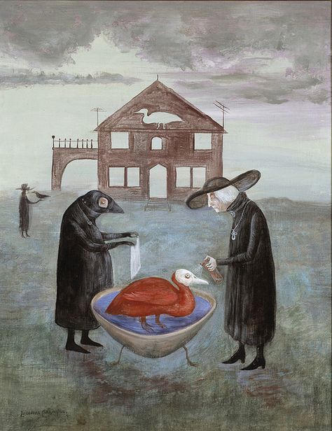 Leonora Carrington - Bird Bath II, circa 1978 Leonora Carrington Art, Meret Oppenheim, Dorothea Tanning, Leonora Carrington, Female Painters, Latin American Art, Max Ernst, Rene Magritte, Mexican Artists