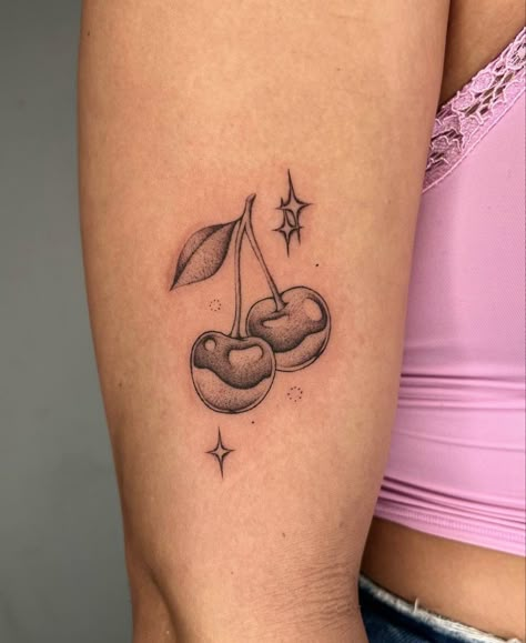 Cherry Tattoos, Hand Poked Tattoo, Gaming Tattoo, Modern Tattoos, Cute Tattoos For Women, Dainty Tattoos, Girly Tattoos, Black Ink Tattoos, Dope Tattoos