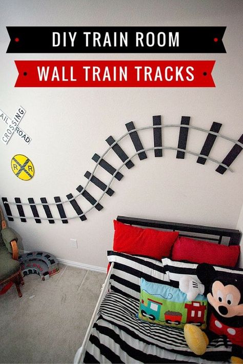 Repurposed Train Table, Thomas The Train Bedroom Ideas, Train Wall Decor, Thomas The Train Room Ideas, Thomas The Train Bedroom, Train Bedroom For Boys, Thomas The Train Room, Train Bedroom