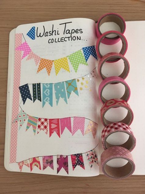 Diy With Washi Tape Craft Ideas, Washi Tape Samples, Washi Tape Ideas Scrapbooking, Diy Washi Tape Ideas, Washi Tape Collection, Bullet Journal Contents, Tape Projects, Tape Ideas, Washi Tape Cards