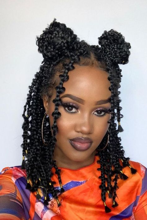 Butterfly Braided Hairstyles, Goddess Butterfly Braids, Short Braid Ideas For Black Women, Short Braids Women, Butterfly Braids Short, Short Hairstyles With Curls, Styling Short Curly Braids, Short Braids Hair Styles, Buterfluffy Braids