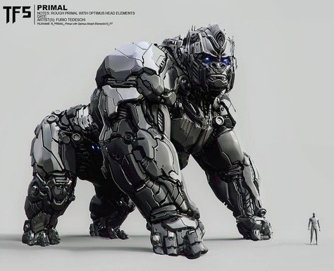 Furio Tedeschi Monkey Robot, Optimus Primal, Gorilla Gorilla, Transformers 5, Robot Animal, Futuristic Armour, Creation Art, Arte Robot, Transformers Artwork