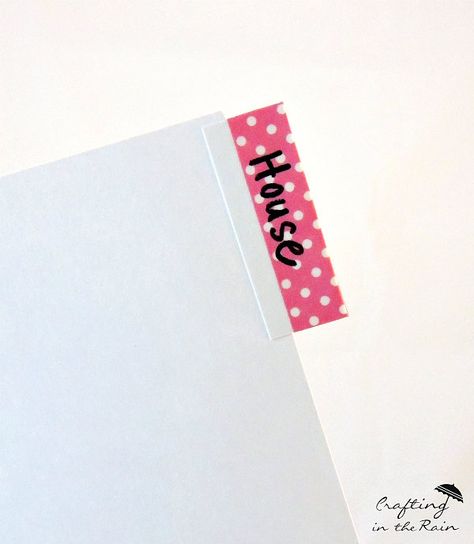 DIY Index Dividers with Washi Tape | Crafting in the Rain Diy Tabs For Planner, Drop Zones, Funny Office Supplies, Binder Tabs, Journal Planning, Art And Craft Paper, Pretty Office Supplies, Emergency Binder, Divider Tabs