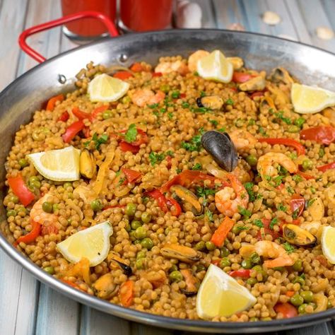 Seafood Couscous Recipes, Seafood Couscous, Paella Recipe Seafood, 5 A Day, Paella Recipe, Seafood Recipes Healthy, Couscous Recipes, Healthiest Seafood, Healthy Salmon