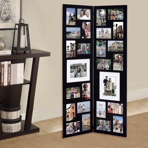 26 Opening Decorative Wood Folding Floor-Standing Photo Collage Picture Frame Large Collage Picture Frames, Folding Partition, Collage Picture Frame, Wood Hinges, Best Living Room Design, Partition Screen, Collage Picture Frames, Picture Holders, Decorative Wood