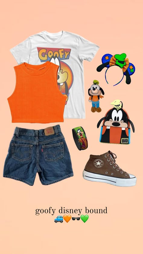 goofy! #disney #disneyoutfit #disneyworld #disneyland #outfit #outfitinspo #goofy Disneyland Aesthetic Outfit, Goofy Outfits, Disneyworld Outfits, Disneyland Aesthetic, Disney Bound Outfits Casual, Disney Trip Outfits, Disney Outfits Women, Theme Park Outfits, Classy Halloween Costumes