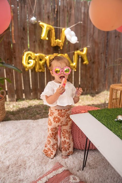 2nd Birthday Boho Theme, Two Groovy Brunch, 2 Groovy Birthday Party Outfit, One Groovy Year Birthday Party, Two Groovy Backdrop Ideas, Retro 2nd Birthday, Two Groovy 2nd Birthday Party, Two Groovy Outfit Ideas, Groovy Second Birthday