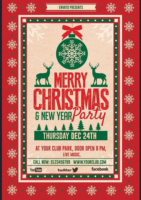 Vintage Christmas Party Vintage Christmas Invitation, X'mas Card, New Year's Eve Flyer, Vintage Christmas Party, Celebration Poster, Christmas Party Poster, Card Png, Christmas Flyer, Christmas Ad