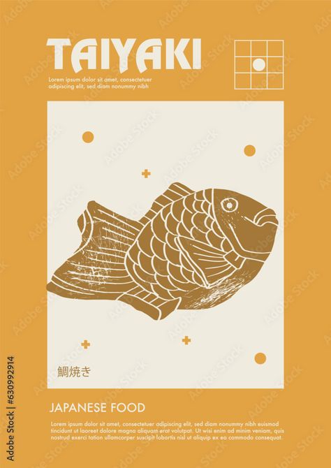 Japanese taiyaki. Price tag or poster design. Set of vector illustrations. Typography. Engraving style. Labels, cover, t-shirt print, painting. Stock Vector | Adobe Stock Taiyaki Illustration, Taiyaki Drawing, Japanese Design Graphic, Japanese Typography Design, Japanese Taiyaki, Lunchbox Design, Hug Illustration, Japanese Food Illustration, Tattoo Logo