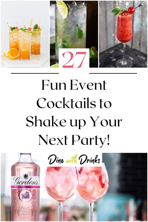 Collage of 4 fun event cocktails. Psychology Themed Cocktail, Fun Cocktail Recipes, Easy To Make Cocktails, Best Cocktail Recipes, Alcohol Drinks, Delicious Drinks, Drink Up, Fun Events, Party Drinks