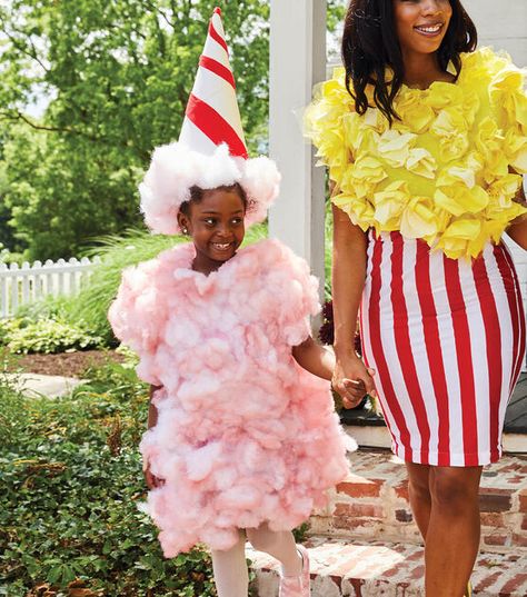 Family Candy Halloween Costumes, Carnival Food Costumes, Diy Food Costumes For Kids, Cotton Candy Costume Diy, Diy Cotton Candy Costume, Cotton Candy Outfit, Food Costumes For Kids, Cotton Candy Halloween Costume, Lollipop Costume