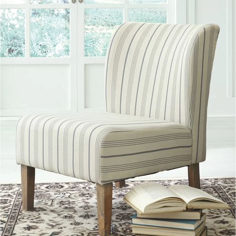 Rosecliff Heights Alissa Parsons Chair & Reviews | Wayfair Armless Accent Chair, Striped Upholstery, Parsons Chair, Slipper Chairs, Fabric Accent Chair, Parsons Chairs, Ashley Furniture, Toss Pillows, Nebraska Furniture Mart