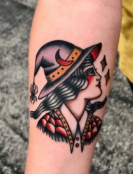 means Halloween Tattoos Ideas, Tattoo Generator, Cute Halloween Tattoos, Halloween Tattoo Ideas, Pumpkin Tattoo, Traditional Style Tattoo, Traditional Tattoo Sleeve, Witch Tattoo, Creepy Tattoos