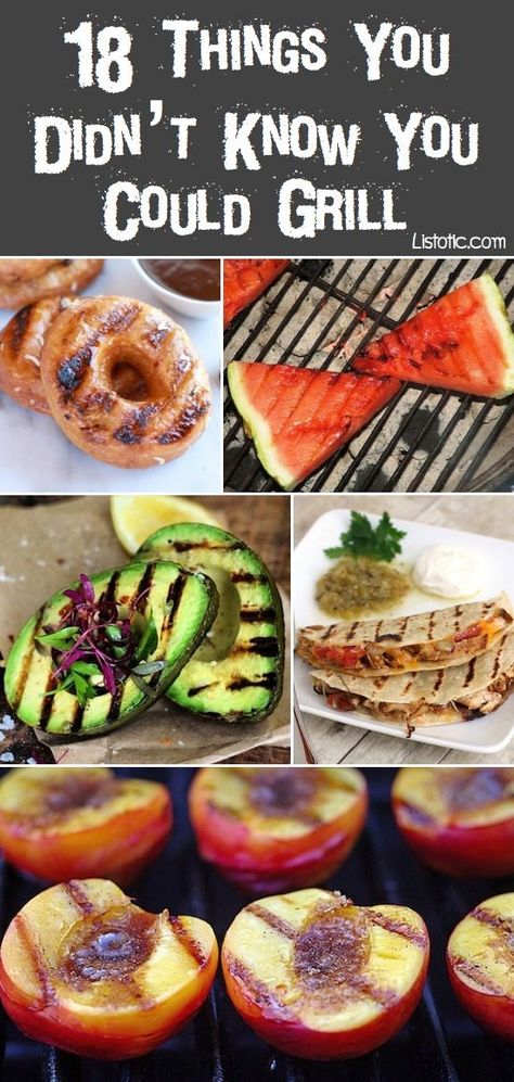 18 unique food ideas for the grill! I’ve come to realize that I’ve been missing out on some really fantastic grill ideas. I’ve not once cooked dessert on a grill, but I think that’s going to be my new thing. Unique Food Ideas, Food On The Grill, Bbq Foods, Grilled Recipes, Grilled Foods, Grill Food, Grilled Food, Camp Food, Grill Time