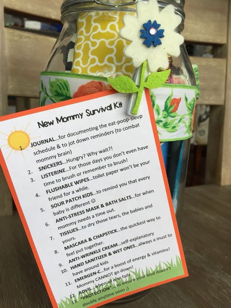 New Mommy's Survival Kit New Mom Survival Kit Diy, New Mom Survival Kit Baskets, New Parents Gift Basket Survival Kits, Newborn Survival Kit, New Mum Survival Kit, New Parent Survival Kit, Mommy Survival Kit Diy New Moms, Mommy Survival Kit Diy, Moms Survival Kit