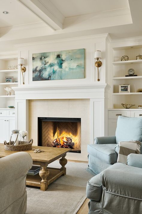 Sandbanks — Jenny Martin Design Beach House Fireplace, Beach House Getaway, Beach Style Living Room, House Fireplace, Airy Room, Coastal Living Rooms, Coastal Living Room, Fireplace Ideas, Furniture Layout