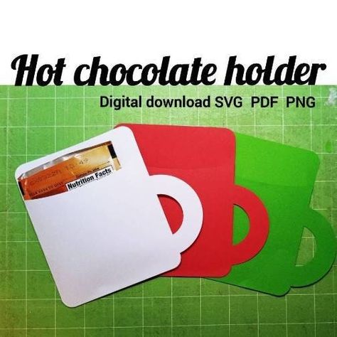 "Hot chocolate holder SVG digital download Cricut Silhouette." Hot Chocolate Holder, Gift Card Christmas, Christmas Cocoa, Envelope Gift, Insert Image, Hot Chocolate Mug, Envelope Sizes, Card Christmas, Make And Sell