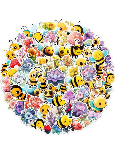 Multicolor  Collar  PVC   Embellished   Stationery Stickers Stickers For Students, Stationery Stickers, Classroom Rewards, Flower Stickers, Bee Sticker, Sticker Packs, Cartoon Stickers, Electronic Toys, Stickers Packs