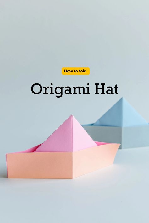 origami hat | origamiok Origami Hats, Big Origami, Super Easy Origami, Origami Hat, Large Origami, How To Make Origami, Easy Origami, Origami Easy, It Takes