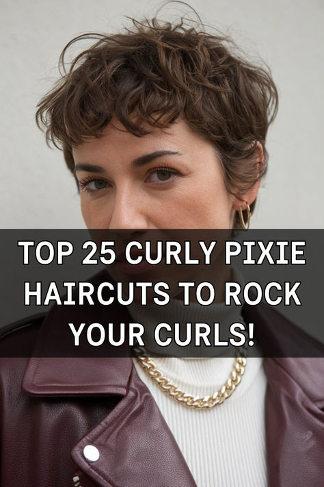 Transform your look with a curly pixie haircut—perfect for 2024. This chic style works well for chubby faces, round faces, and especially suits black women. From messy to edgy variations, this cut is all about personality. Opt for an undercut for an even bolder look, or go naturally grey for a sophisticated twist. This feminine yet daring style is the ultimate choice for anyone looking to embrace their curls with confidence. Best Short Curly Haircuts, Pixie Wavy Hairstyles For Women, Fine Curly Pixie Haircut, Natural Curly Pixie Haircut, Pixie Hairstyles Wavy Hair, Short Hairstyle Curly Women, Short Curly Round Face, Short Curly Womens Haircuts, Short Curly Punk Hair