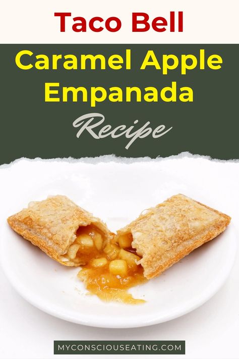 Caramel apple empanada on a table Taco Bell Caramel Apple Empanada, Taco Bell Desserts, Caramel Apple Empanadas, Christmas Desert Recipes, Apple Empanadas, Empanadas Dough, Lemon Pound Cake Recipe, Empanada Recipe, Caramel Apple Pie