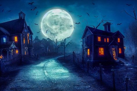 Halloween concept background of realisti... | Premium Photo #Freepik #photo #scary-forest #mystery-background #scary-house #horror-house Creepy Street, Photo Halloween, Concept Background, About Halloween, Horror House, Psd Icon, Vector Photo, Image Collection, Premium Photo