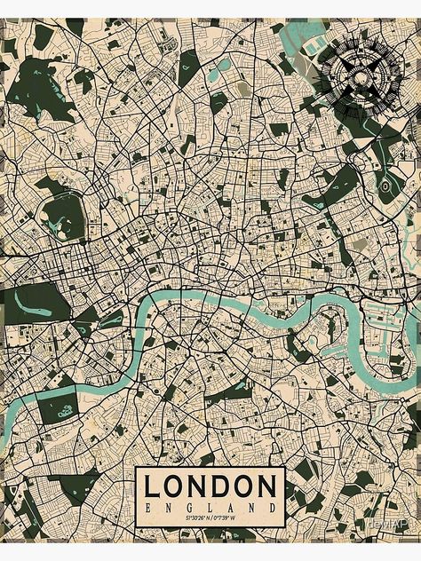 "London City Map of England - Vintage" Poster for Sale by deMAP | Redbubble Maps Of London, London Poster Vintage, Vintage Architecture Poster, London Map Aesthetic, London Poster Aesthetic, Golden Enclaves, Vintage Travel Aesthetic, London Aesthetic Vintage, England Illustration