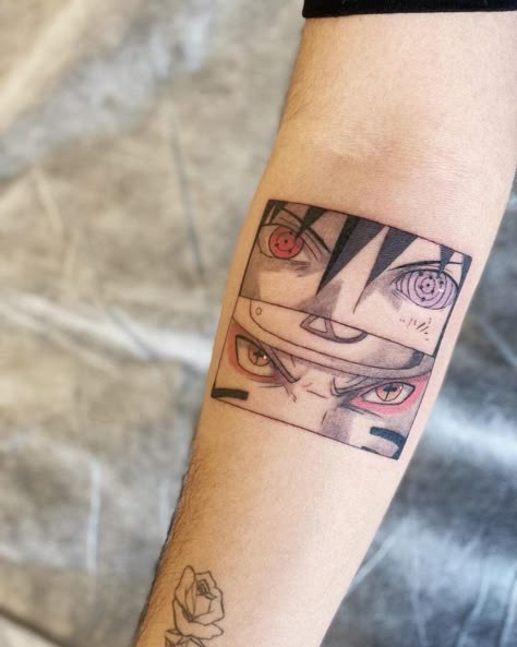 Naruto And Sasuke Tattoo, Rinnegan Tattoo, Sasuke Tattoo Ideas, Sasuke Tattoo, Naruto Pain, Drawing Naruto, Square Tattoo, Medusa Tattoo Design, Anime Ideas