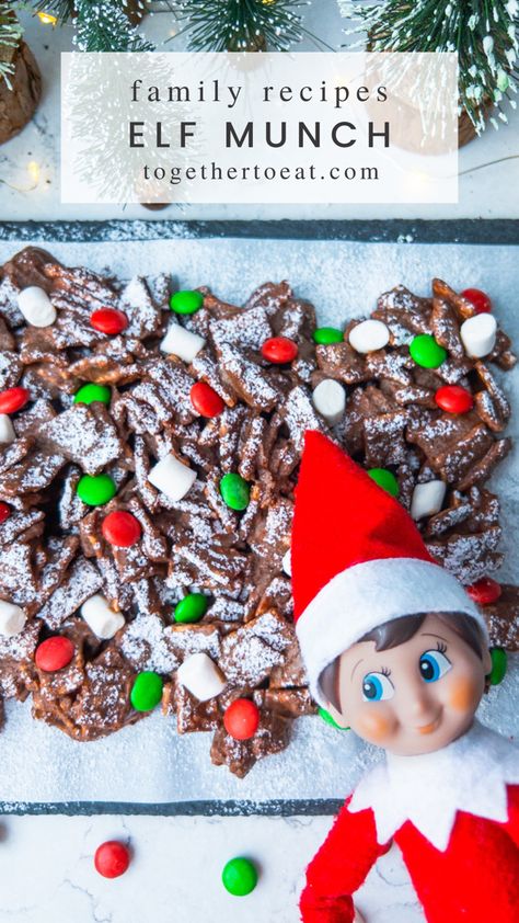 Elf Munch - Elf on the Shelf Activity - Elf on the Shelf Food Ideas Treats From Elf On The Shelf, Elf On The Shelf Mischief Munch, Elf On The Shelf Baking Ideas, Elf On The Shelf Pudding Reindeer, Elf Baking Cookies, Elf For Misbehaving Kids, Elf Food Groups, Cornflake Cake, Rice Crispy Bars