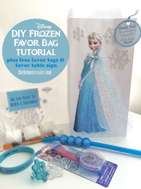 DIY Frozen Birthday Party Favor Bag Tutorial thehomeicreate.com Frozen Gift Bags, Frozen Favor Bags, Frozen Party Bags, Diy Party Bags, Frozen Diy, Frozen Party Favors, 5th Birthday Party, Frozen Themed Birthday Party, Birthday Goodie Bags