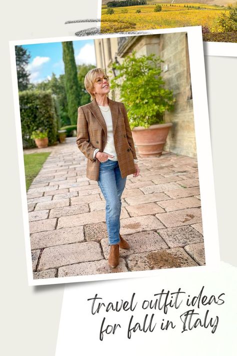 What to wear in Tuscany, Italy in the fall. Travel outfit ideas for Italy and Europe in fall. Travel wardrobe and packing tips. Italy Fall Fashion Street Styles, Tuscany Italy Outfits Fall, Tuscany Fall Outfit, What To Wear In Tuscany In October, Tuscany Outfits Fall, Italy In Fall Outfits, Italy Autumn Outfit, What To Wear In Italy In October, What To Wear In Tuscany