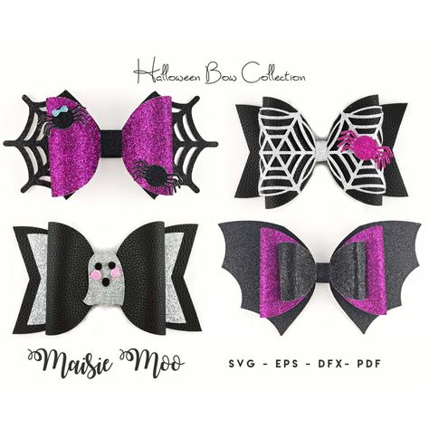 Hair Bow Svg, Bow Svg, Halloween Hair Bows, Bow Template, About Halloween, Halloween Bows, Felt Bows, Pink Cheeks, Glitter Canvas