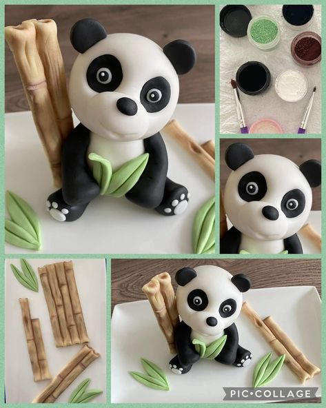 Panda Fondant, Panda Bear Crafts, Panda Bear Cake, Panda Birthday Cake, Zoo Cake, Panda Birthday Party, Clay Crafts For Kids, Panda Birthday, Panda Party